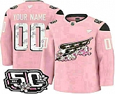 Men's Washington Capitals Customized Pink 50th Anniversary Authentic Jersey